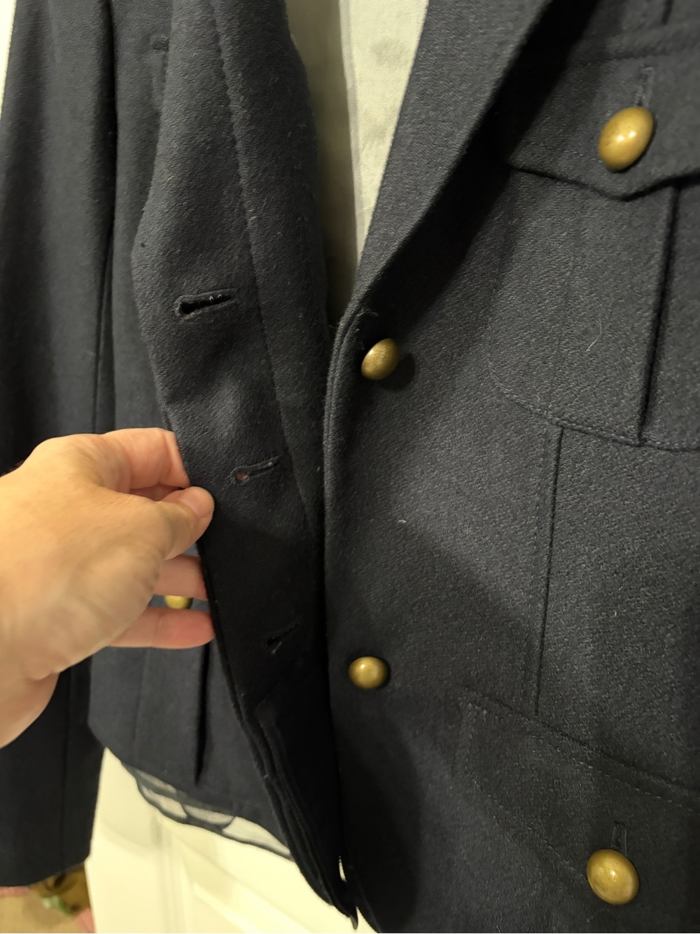 Beautiful Loft size 2 women’s wool  
navy blue military blazer with ruffle hem. - Picture 9 of 10